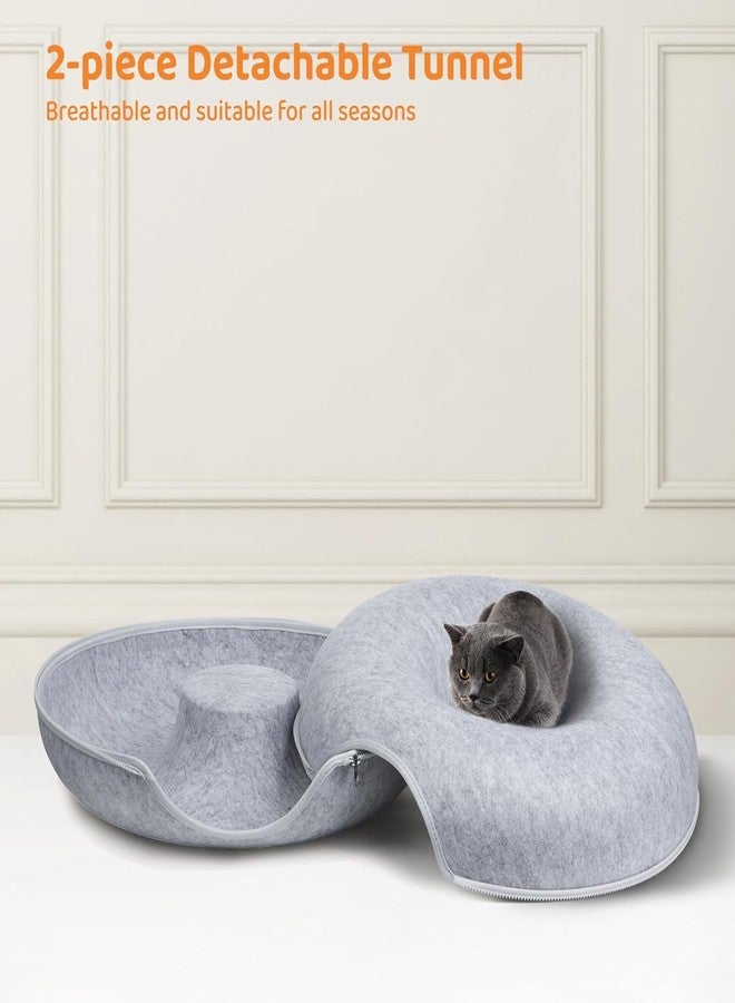 ARJEX Cat Tunnel Bed, Cat Tunnels with Ventilated Window for Indoor Cats, Cat Cave for Hideaway, Anti-Collapse Felt Play Tunnel for Small Pets ((Light Gray, Medium - 20 Inch Diameter) - Image 4